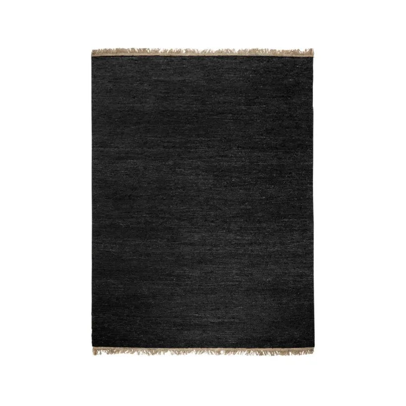 Massimo Sumace Jute Gulvtæppe 170 x 240, Black with fringes