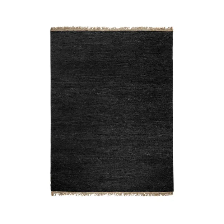 Massimo Sumace Jute Gulvtæppe 170 x 240, Black with fringes