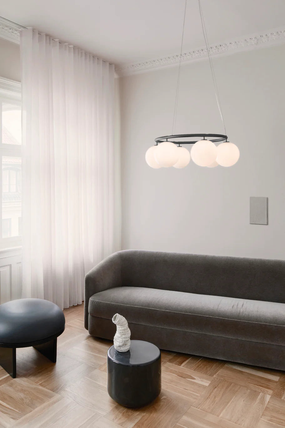 Nuura Miira 6 Circular Lysekrone, Rock grey / Opal