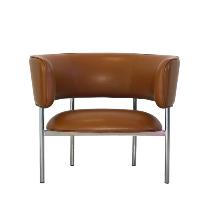 Møbel Copenhagen FONT Sessel m. Armlehne - Braun Leder/Polierter Stahlrahmen