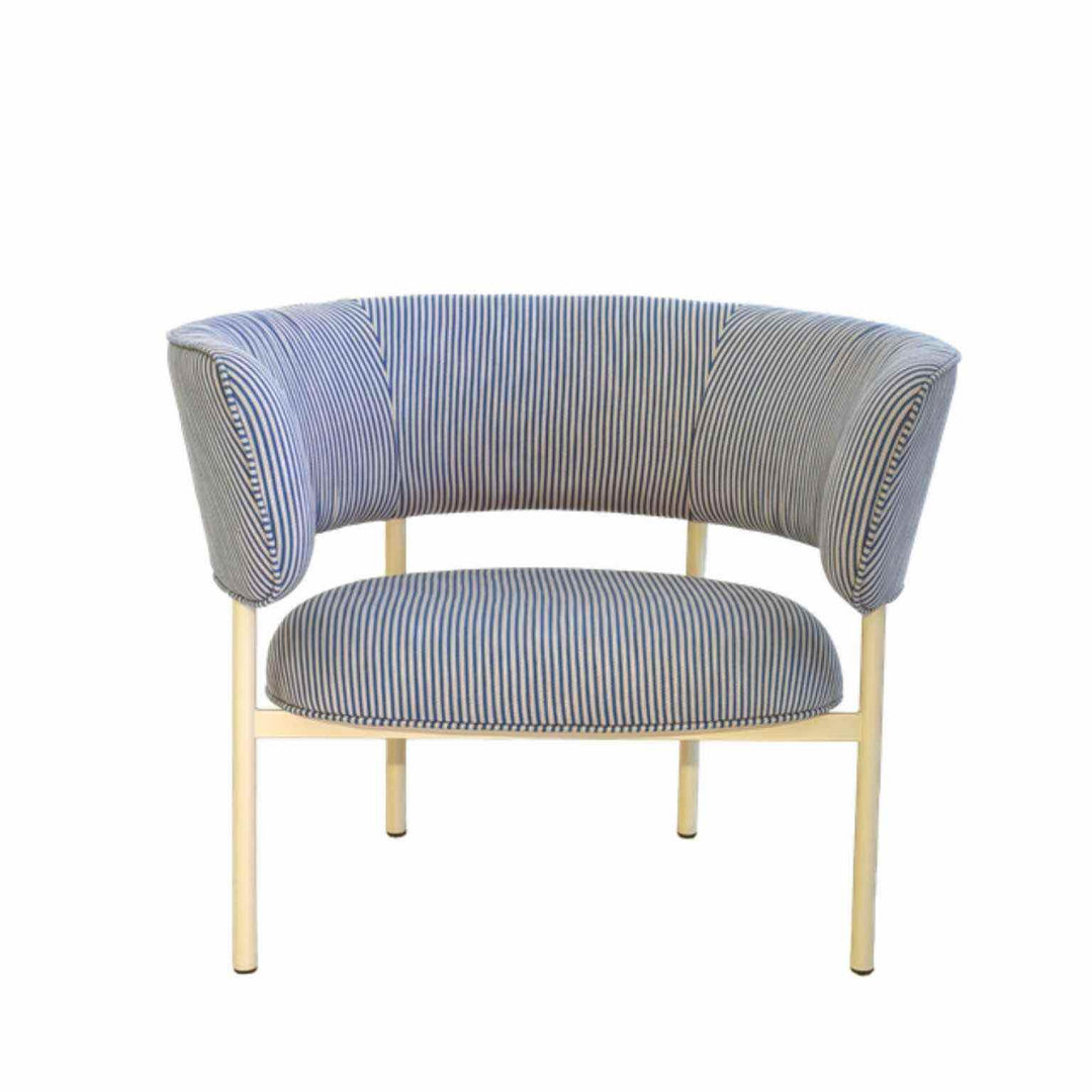 Møbel Copenhagen FONT Outdoor Sessel m. Armlehnen - Gestreift Blau-Weiß/Creme Gestell