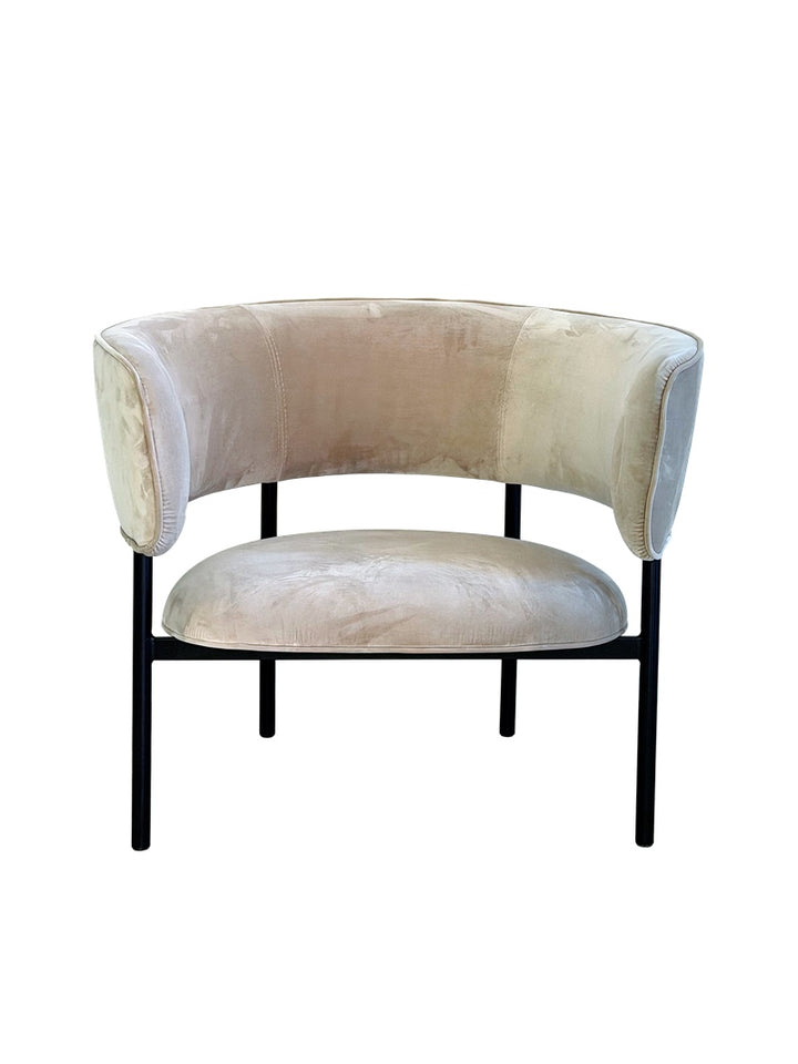 Møbel Copenhagen Font Armchair with armrests - Cream/Grey Velvet/Black