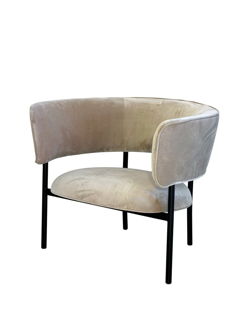 Møbel Copenhagen Font Armchair with armrests - Cream/Grey Velvet/Black