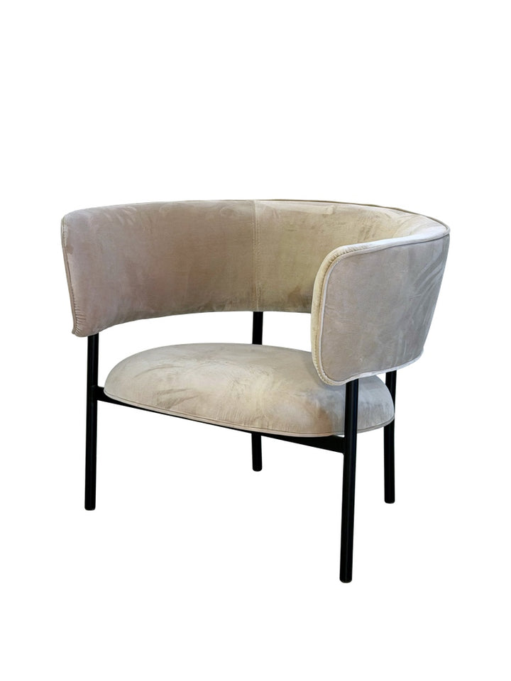 Møbel Copenhagen Font Armchair with armrests - Cream/Grey Velvet/Black