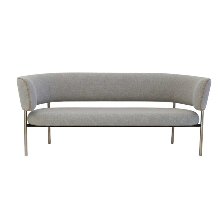 Møbel Copenhagen Font Lounge Sofa - Lyseblå Bouclé/Hvid Læder/Poleret Stål
