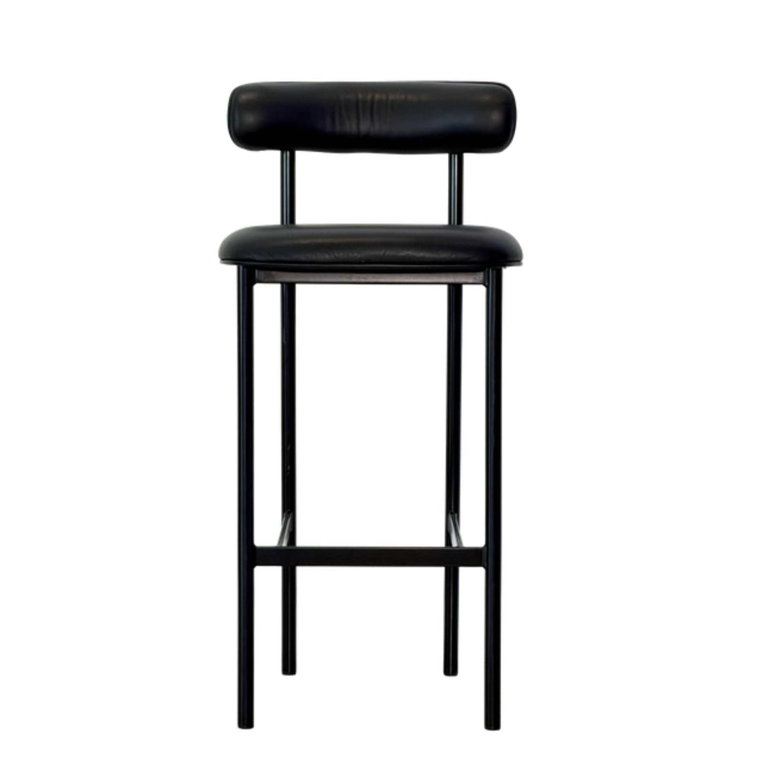 Møbel Copenhagen FONT Barstol 75cm - Sort læder/Sort stel