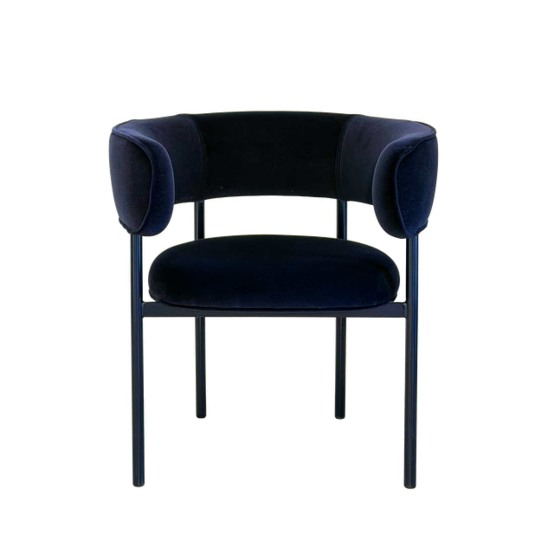 Møbel Copenhagen FONT Dining chair with armrests - Dark blue velvet/Dark blue frame