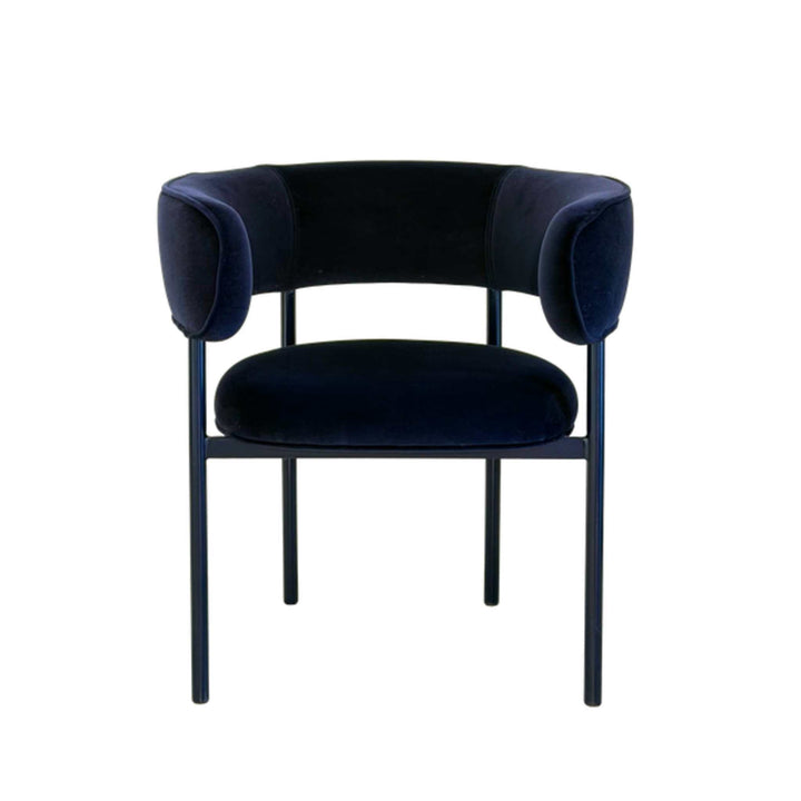 Møbel Copenhagen FONT Dining chair with armrests - Dark blue velvet/Dark blue frame