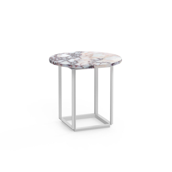 New Works Florence Beistelltisch Ø50, Weiß Viola Marmor