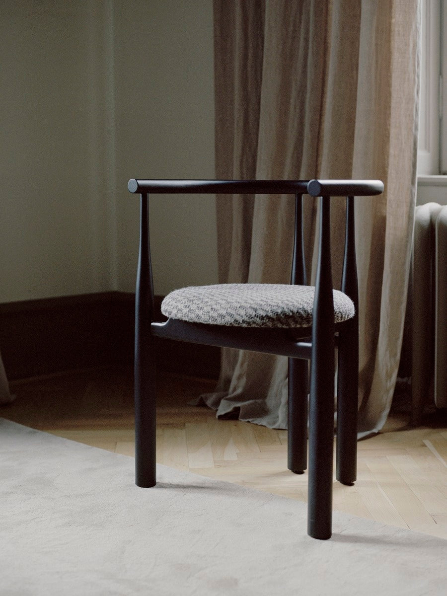 New Works Bukowski Chair Spisebordsstol, Sort / Pur Lin 080