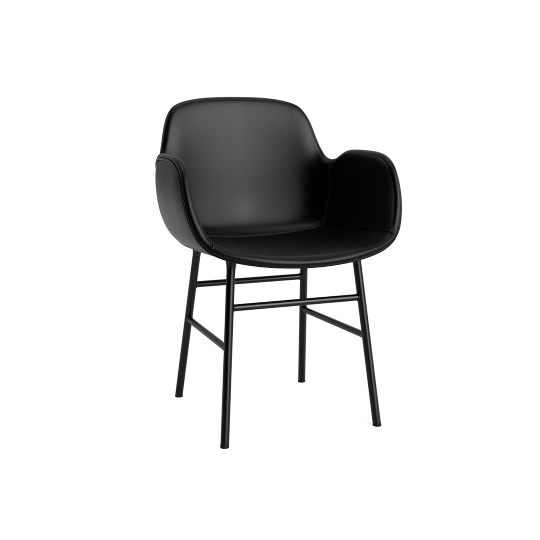 Normann Copenhagen Form Armstol, Sort Læder / Stål
