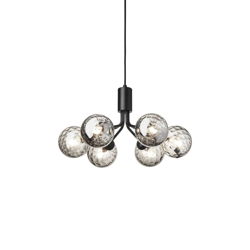Nuura Apiales 6 Lysekrone, Satin sort / Optic smoked