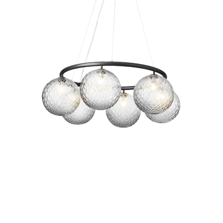 Nuura Miira 6 Circular Kronleuchter, Rock Grey / Optic Clear