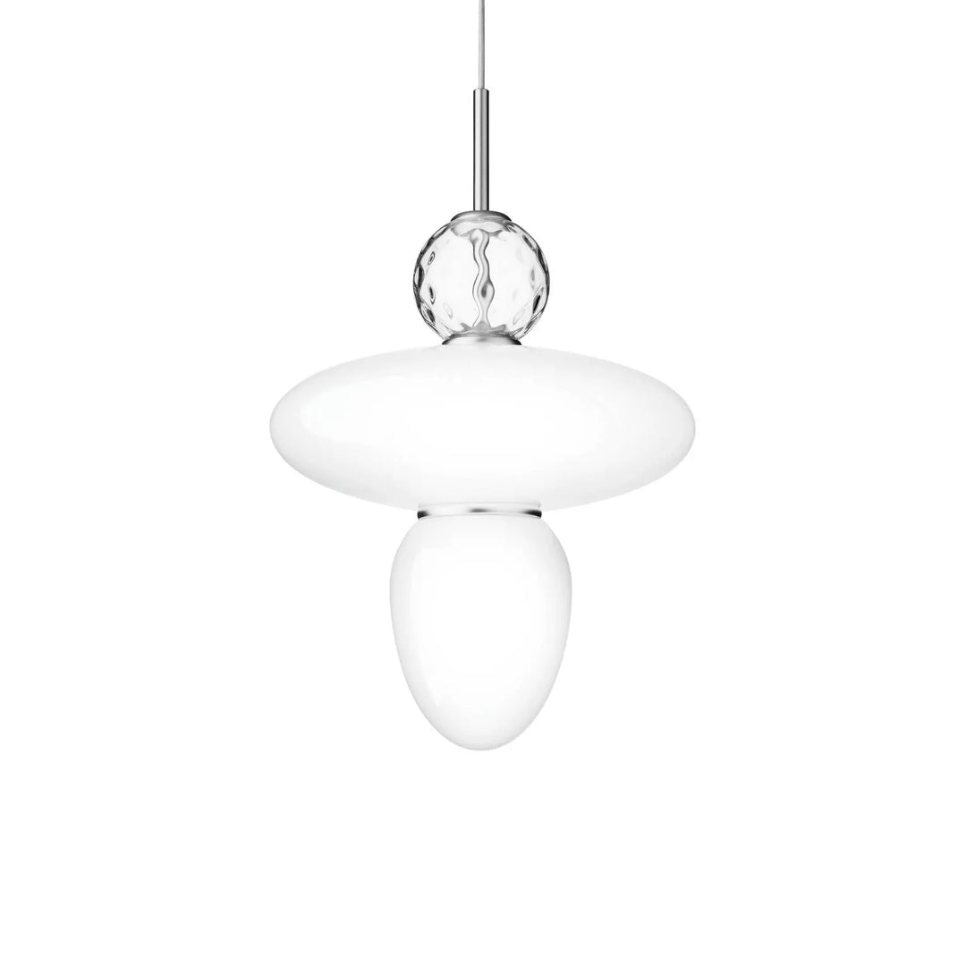 Nuura Rizzatto 43 Pendelleuchte, Satin Silber / Opal