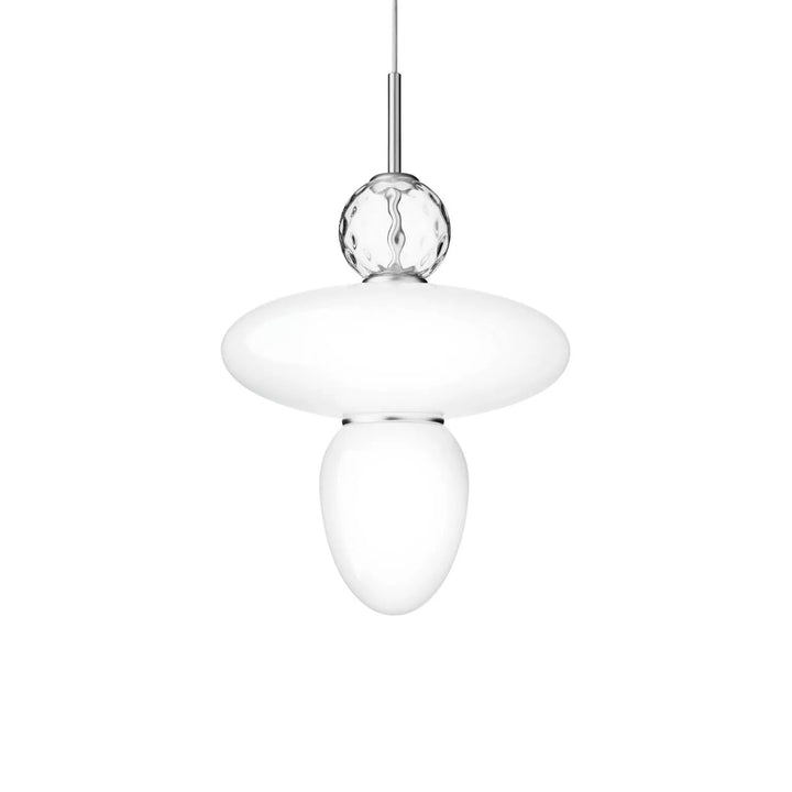 Nuura Rizzatto 43 Pendelleuchte, Satin Silber / Opal