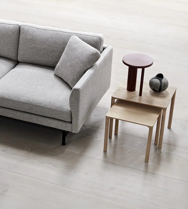 Fredericia Calmo Model 5622, 2 pers. Sofa, 80cm Puder - Lys Grå (Febrik Nitto 207) / Sort metal