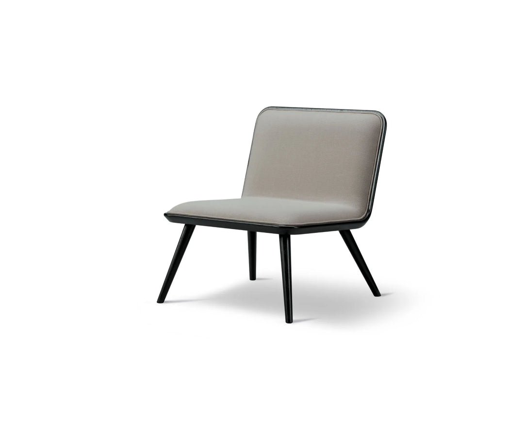 Fredericia Spine Lounge Chair Wood Base 1714 - Sort Ask / Læder Primo 74 Umbra Grey