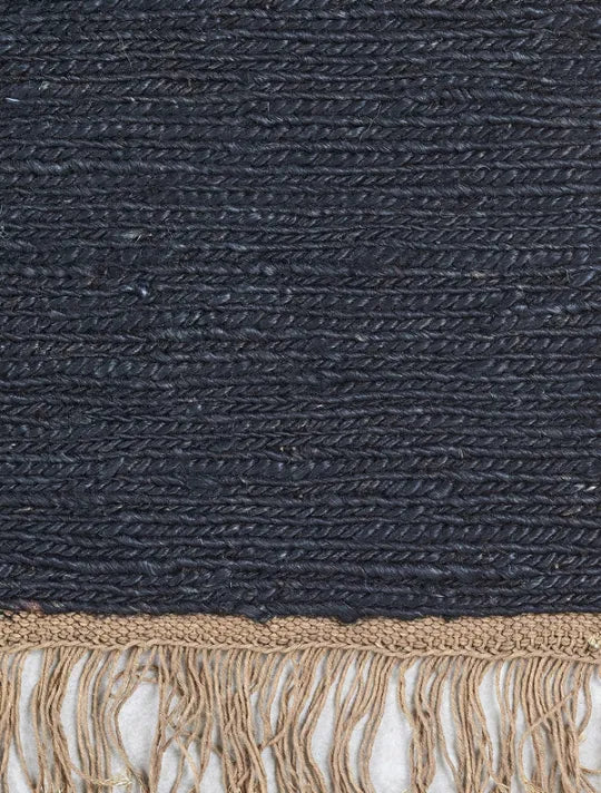 Massimo Sumace Jute Gulvtæppe 170 x 240, Black with fringes