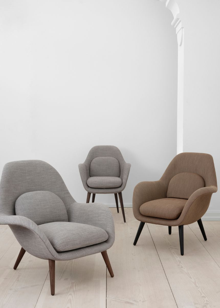 Fredericia Swoon Lounge Petit - Lys Grøn Velour (Harald 823) / Valnød