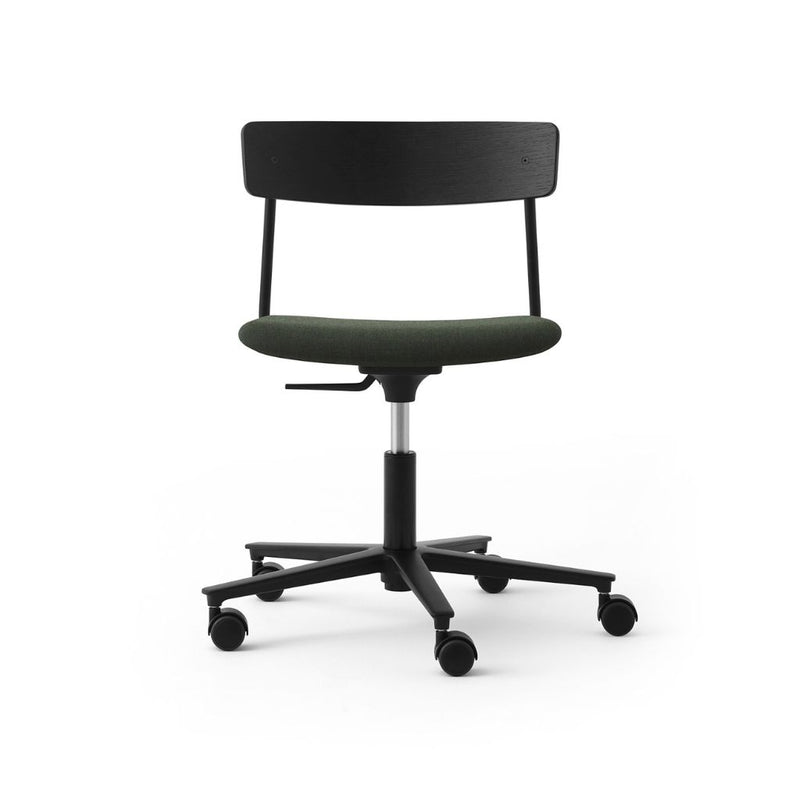 TAKT Cross Task Chair Kontorstol, Sortlakeret eg / Canvas Forest Green