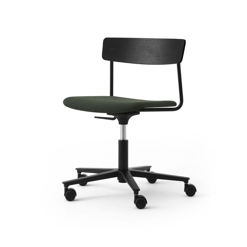 TAKT Cross Task Chair Kontorstol, Sortlakeret eg / Canvas Forest Green