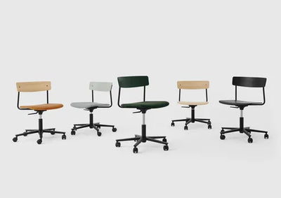 TAKT Cross Task Chair Kontorstol, Sortlakeret eg / Canvas Forest Green