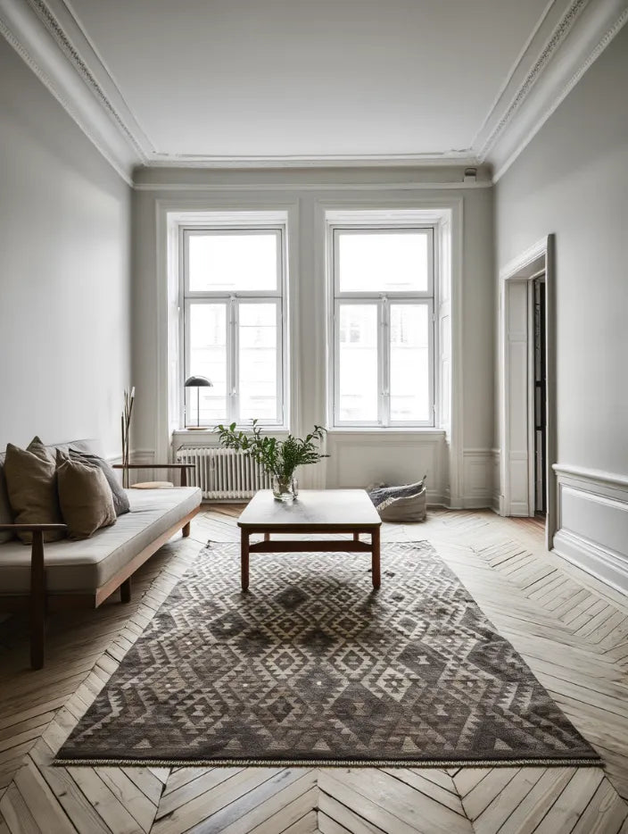 Massimo Natural Kelim Teppich 150 x 200, Braun/Beige – KEEPR