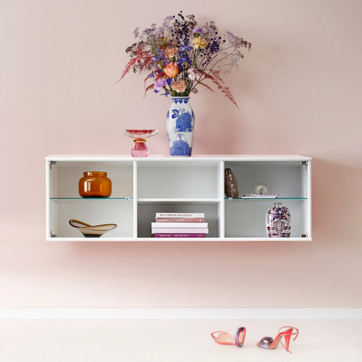 Hammel Furniture MISTRAL Cabinet with glass doors 89x41.6x32.5 cm, Light lacquer