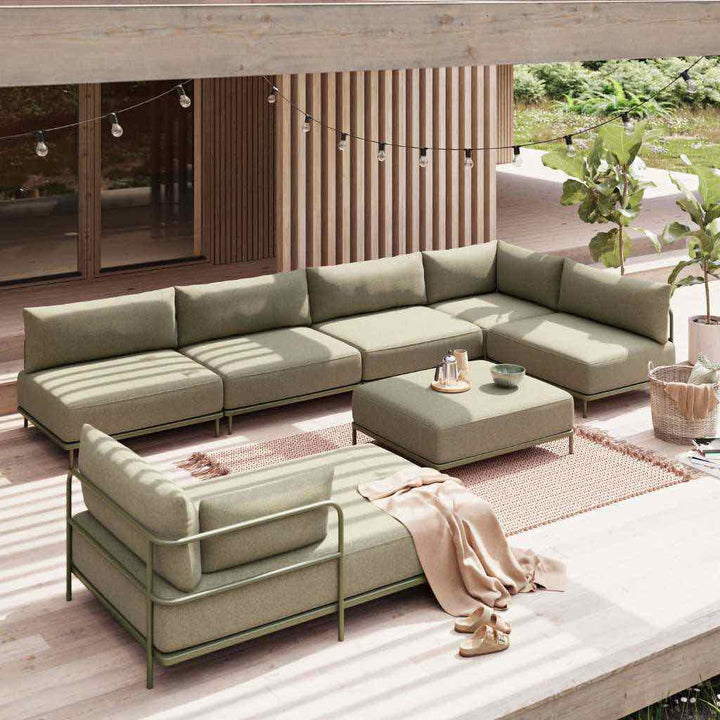 Vincent Udendørs Chaiselongmodul Højre - Clary Sage Green/Olive Green Steel