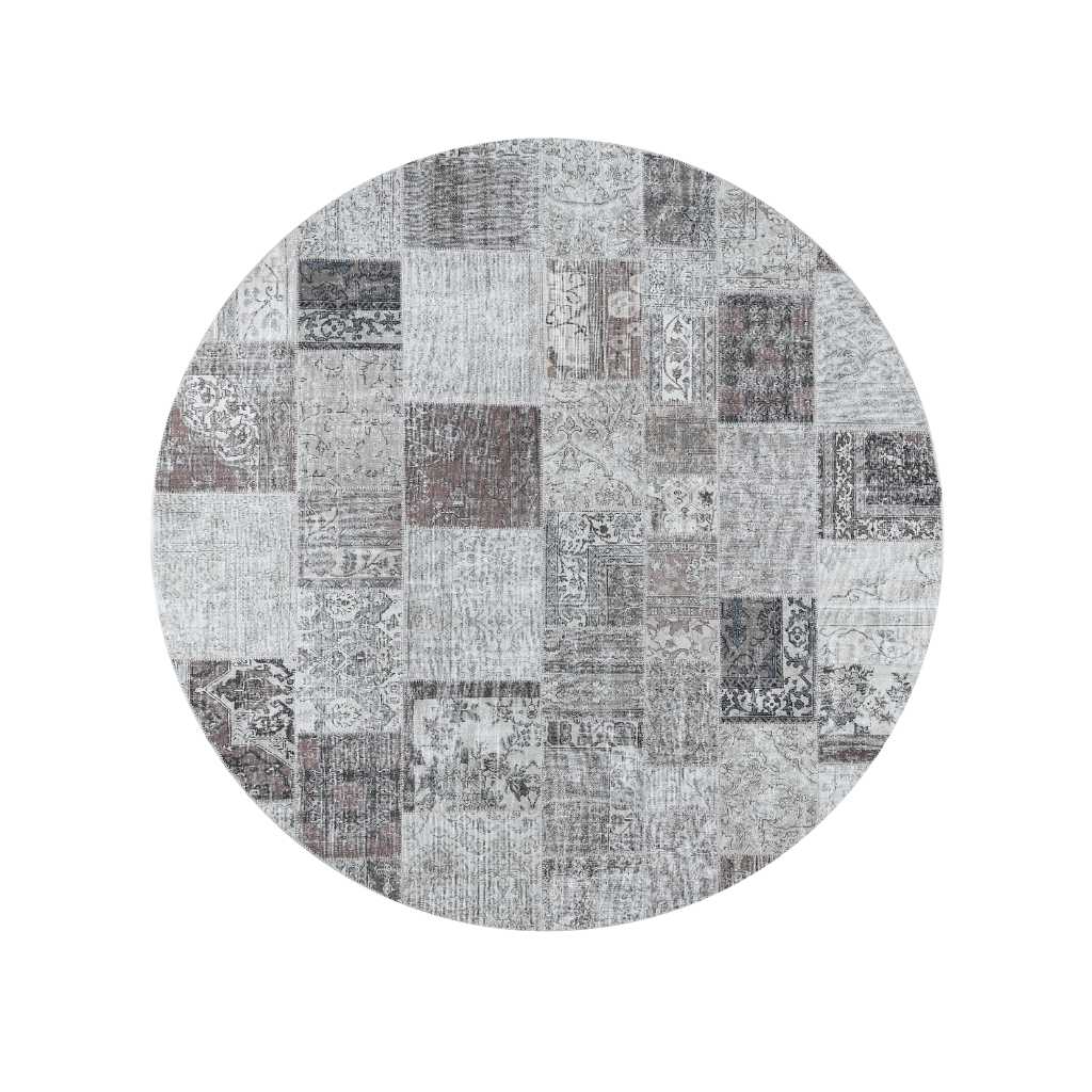 Massimo Vintage Patchwork Gulvtæppe Ø300, Grey