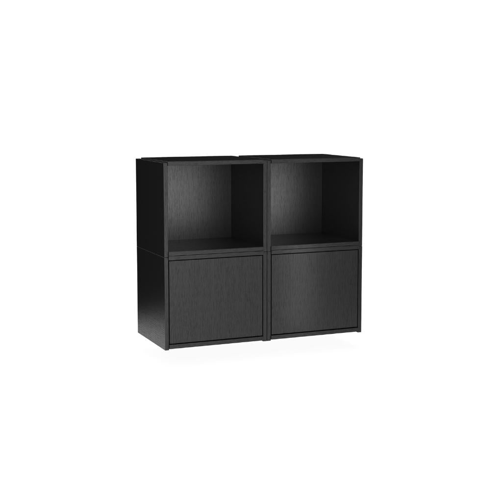 WOUD Bricks Shelving unit C, Black stained oak