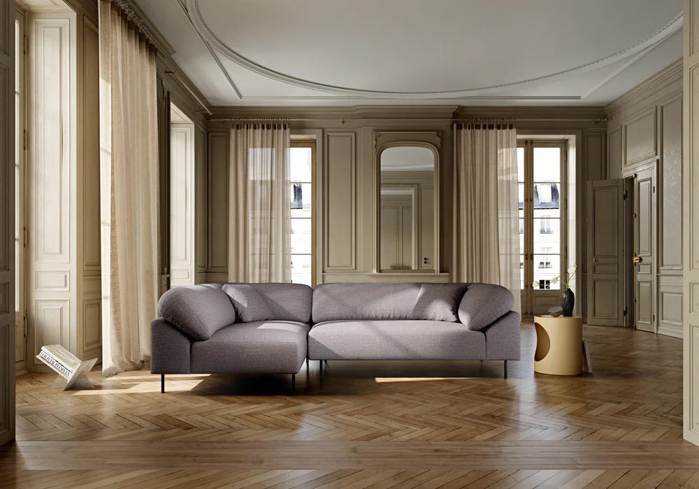 WOUD Collar Open end Venstre Sofa, Brun bouclé