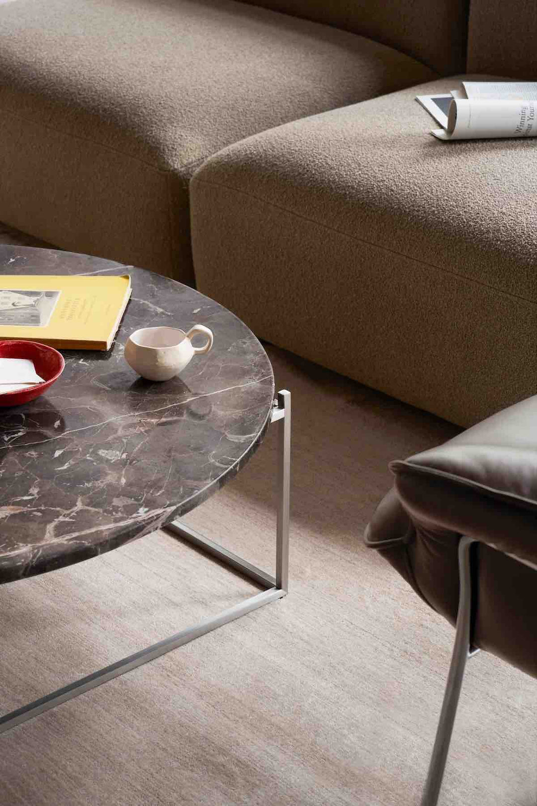 Wendelbo Circle Sidebord Ø100 cm, Pietra Grey-marmor/Børstet stål