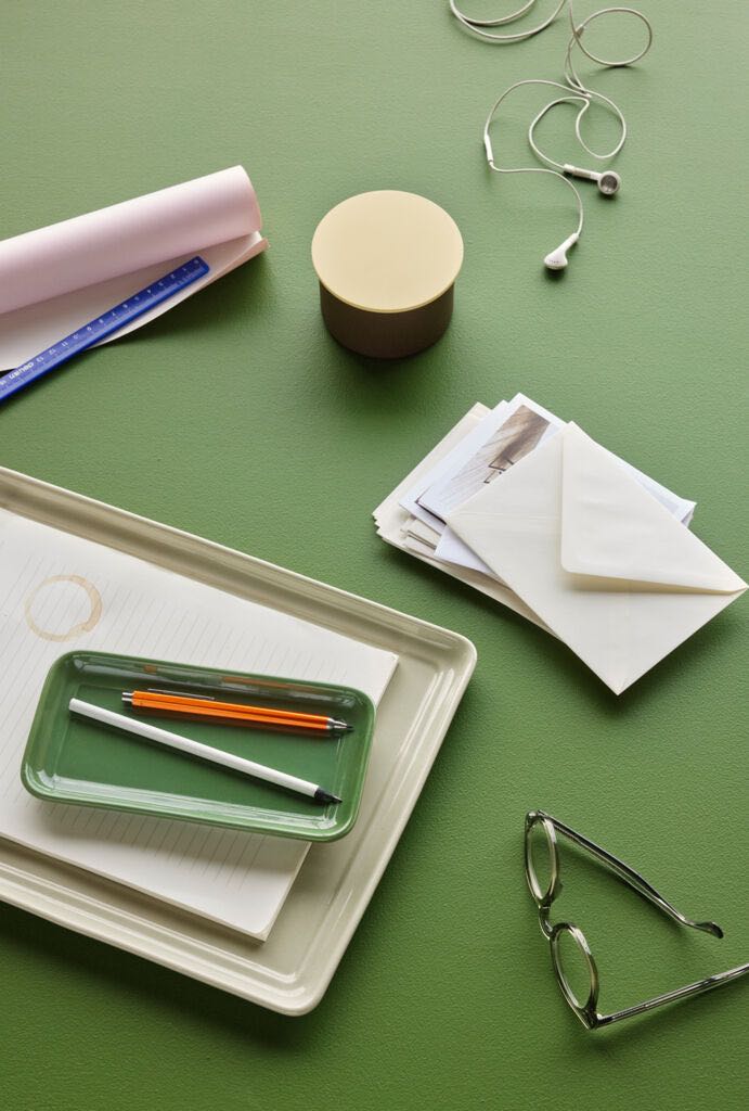 Hübsch Amare Bakke Sand/Grøn (sæt af 2)