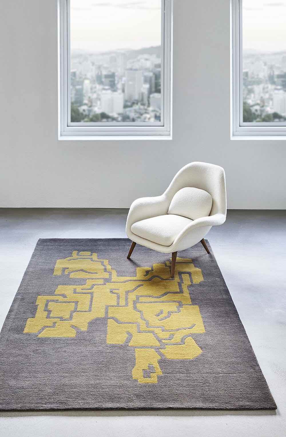 Massimo Structures Gulvtæppe 170x240, Warm Grey/Yellow