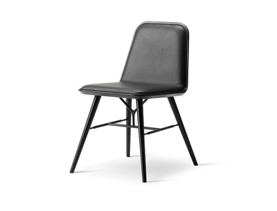 Fredericia Spine Wood Base Spisebordsstol,  Sortlakeret Ask / Sort Læder