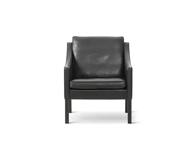Fredericia Mogensen 2207 Club Chair - Sort læder / Sortlakeret ben - KEEPR