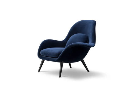 Fredericia Swoon Lounge Stol - Model 1770 - Lyseblå Velour/Sortlakeret ben (OBS. farven er Lyseblå) - KEEPR