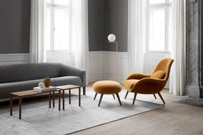 Fredericia Swoon Lounge Stol - Model 1770 - Lyseblå Velour/Sortlakeret ben (OBS. farven er Lyseblå) - KEEPR