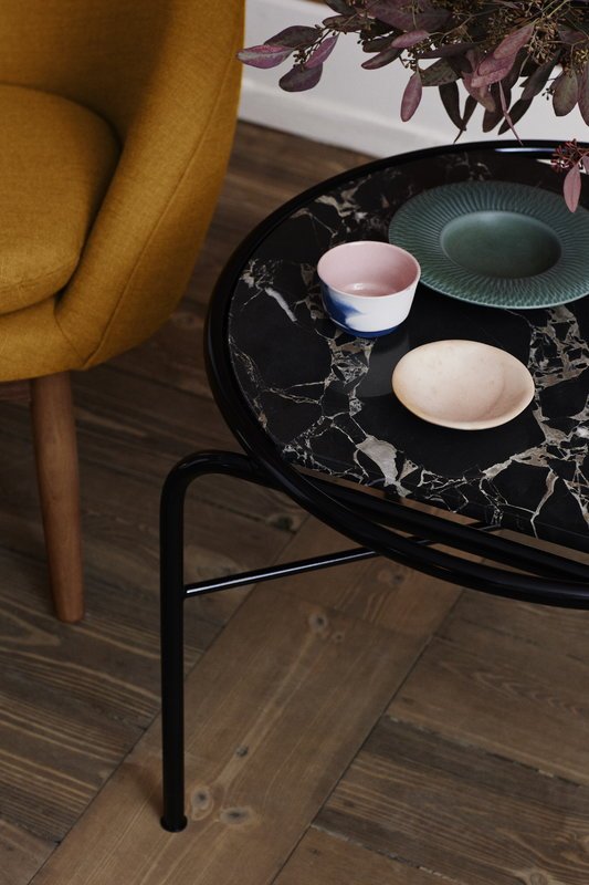 Warm Nordic - Secant table circle Bord/Sofabord, Marble black